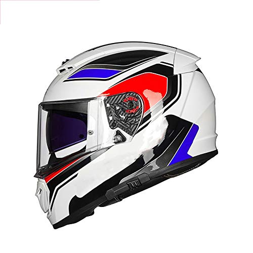 Casco Moto Integral Casco de Motocicleta Casco de Personalizado Diseño de Lente Doble Antivaho Forro Extraíble Hebilla Rápida Ventilado Certificación ECE para Adultos（55-63cm）