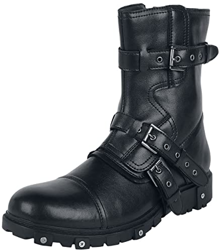 Gothicana by EMP Hombre Botas Moteras Negras con Hebillas EU41