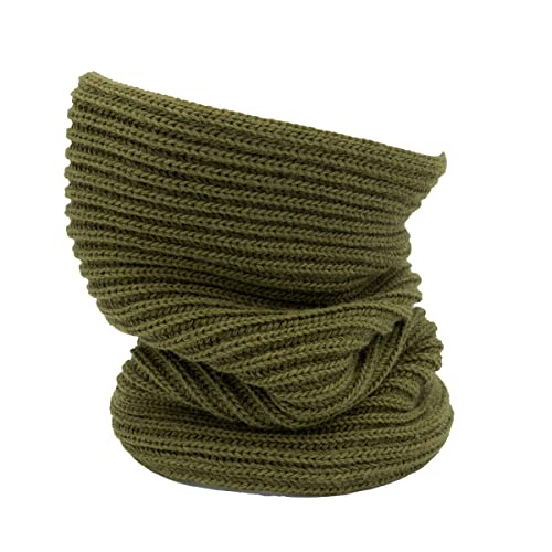 Colours & Beauty Braga Para Cuello De Lana Verde Militar Unisex | Calentador de Cuello Hombre Mujer | Bufanda Tubular De Punto Made In Italy | Bufanda Cuello Talla Unica | Tubo Térmico De Cuello