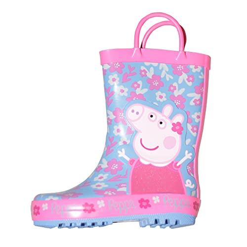 Peppa Pig Wellies - Manijas fáciles para niña de Las Flores - Botas de Lluvia 25.5 EU