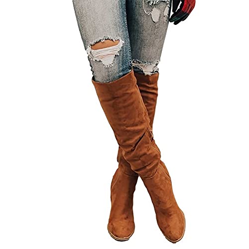 2021 Botas Altas Tacon Mujer Fiesta Zapatos de Ante Mujer Otoño Invierno Botas altas de Nieve Cómodos Botines Moda Faux Delgado Botas altas Tacon Tobillo caliente Botas de Agua Talla grande Mujer