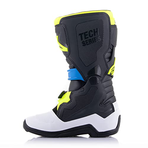 Alpinestars Youth Tech-7S Botas (5) (Negro/Azul Esmaltado/Amarillo Flo)