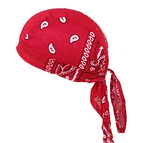 Amorar Bandanas Gorra de verano Pañuelo para adultos Transpirable Sombrero Deporte Bicicletas Motocicleta Sombrero de dormir Sombrero pirata Gorro Bikertuch Diadema Hip Hop Gorra de Algodón (Rojo #1)