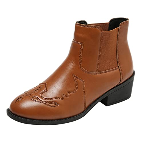 Botas indias para mujer Botas cortas romanas para mujer con tacones cuadradosS Botas de moto Cross Boots Negro Plano Botas de invierno Tacón Boots Chelsea Beige, marrón, 39 EU