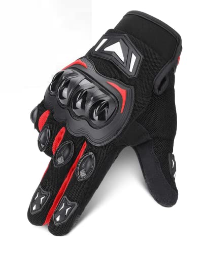 SKILEC Guantes de Moto Homologados, Pantalla Táctil en los Dedos, Guantes de Moto Hombre y Mujer, Guantes Moto de Carreras para Bicicleta de Montaña ATV BMX MTB, Escalada, Motocross (M, Rojo)