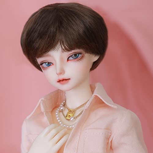 SFPY Chico Guapo Muñeca BJD 1/4 Resina Ball Jointed SD Doll, con Cabello Corto Suave, Ojos Azules 3D, Traje Rosa, Botas Blancas, Regalos Navideños