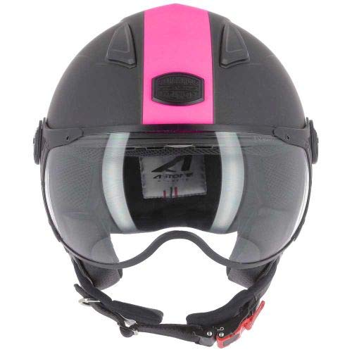 Astone Helmets - Casque jet KSR 2 graphic - Casque de moto léger - Casque de moto compact - Casque de scooter - matt black pink M