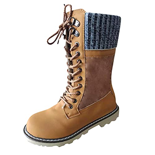 Botas de nieve para mujer, resistentes al agua, para invierno, cálidas, impermeables, medianoche, marrón, 42 EU