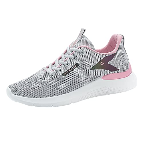 Bailarinas Negras Zapatilla de Deporte para Mujeres Malla Zapatos de Correr Atlético Tenis Caminar Transpirable Zapatillas Moda Zapatos Deportivos Tejer Botas Compatible con Moto Vintage, gris, 39 EU