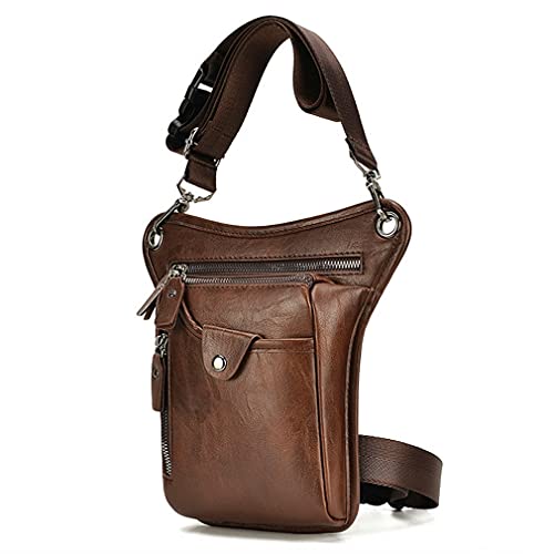 Pernera Moto,RiñOnera Moto Pierna Paquete de cintura de cuero vintage Bolsa de pierna for hombres for hombres Cinturón de cinturón HIP Bolsa Bicicleta de motocicleta multiusos Camping del senderismo a