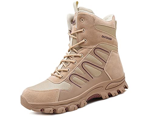 IYVW A07 Ejército Comando Masculino Combate Desierto Invierno Al Aire Libre Senderismo Botas Aterrizaje Zapatos Militares tácticos Amarillo Desierto 39 EU