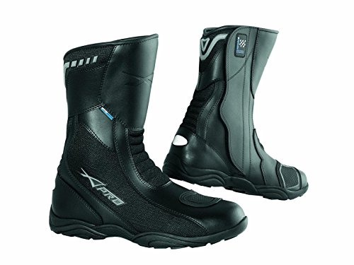 A-pro Botas Piel Moto Touring Sport Membrana impermeable y transpirable Negro 39