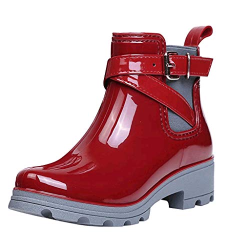 Yowablo - Botas de Lluvia para Mujer, Botas de Goma, Botas Cortas, Zapatos Antideslizantes, Color Turquesa, Talla 39 EU