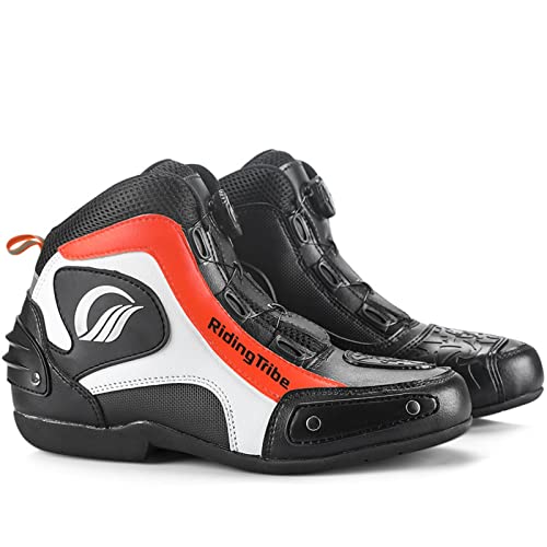 Racing Botas Cortas,Anti-Slip Suela Tobillo Apoyo Motocross Botas,Cómodo Impermeable Antideslizante Motocross Botas de protección,para Todos los Que aman Las Motos (Color : Black Red, Size : 43 EU)