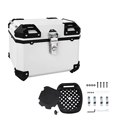 Baúl Moto Universal, Caja De Moto, Maletero Almacenamiento Cascos Impermeable Multiusos Baúl De Moto 35L (Color : Blanco)