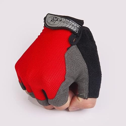 ZLKZZQ Guantes de Medio Dedo para Ciclismo, Antideslizantes, para Deportes al Aire Libre, protección Solar, Guantes de Ciclismo, Malla Transpirable, Accesorios Deportivos para bicicleta-Red-3-M