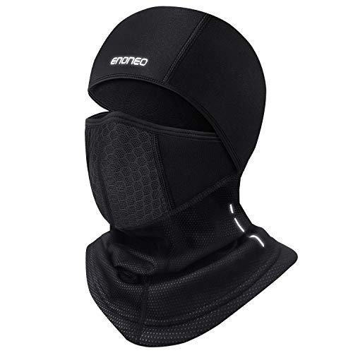 ENONEO Pasamontañas Moto Invierno Transpirable Balaclava Térmica Forro Polar Sotocasco Ciclismo a Prueba de Viento Braga Cuello Hombre y Mujere para Moto Esquí Escalada Bicicleta Caza Correr (Negro)