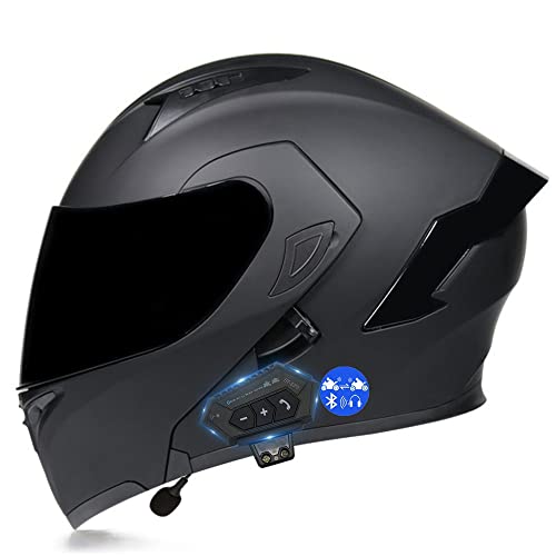 Bluetooth Modular Casco De Moto con Doble Visera, ECE Homologado, Admite Intercomunicador En Tiempo Real para Dos Personas, Material Seguro, Adecuado para Hombres Y Mujeres Adultos