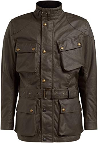 Belstaff Trialmaster Pro - Chaqueta de motorista con protecciones para hombre (algodón para todo el año), Marrón +, XS