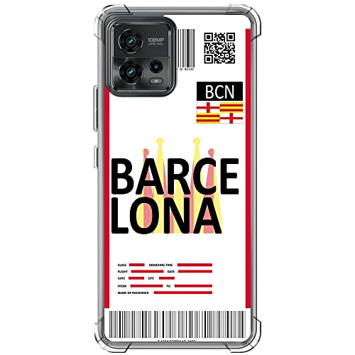 Movilshop Funda Antigolpes para Motorola Moto G72 Billete de Avión [ Barcelona ] Esquina Reforzada Silicona 1.5mm de Grosor Flexible Transparente Bumper Gel TPU