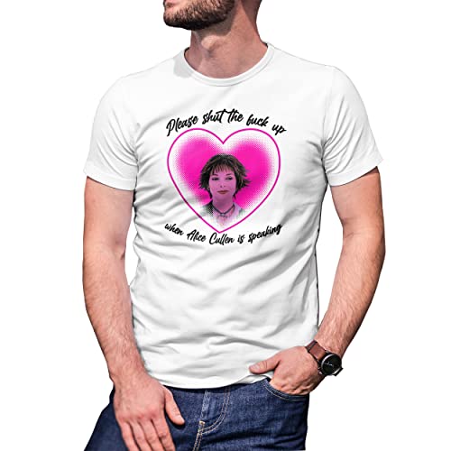 Please Shut The Fuck up When Alice Cullen Speaking Camiseta De Hombre Blanca Size L