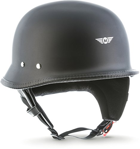 Moto Helmets D33 Casco de Moto Retro con Hebilla de Seguridad Click´n Secure TM Clip y Bolsa de Transporte, Mate Negro, L (59-60cm)