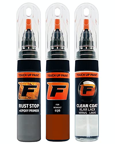 FIRANTO Kit de Pintura de Retoque Coche para Renault EQB Orange Valencia, Set de Reparación de Rayones y Arañazos Incluye 15 ml Bolígrafo para Retocar Pintura Coche, Primer y Barniz