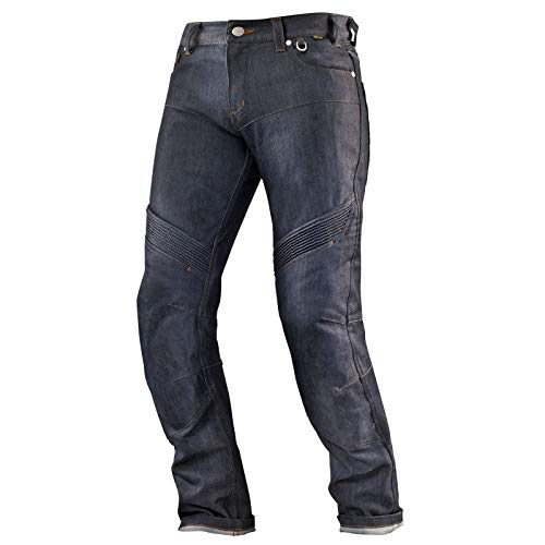 Shima Gravity Vaquero Moto Hombre, Pantalones Moto Cordura Transpirables Regular Fit Elásticos Hombre con Capa de Kevlar Prottecion CE de Rodilla, Fibras Coolmax (Azul, 36 Long)