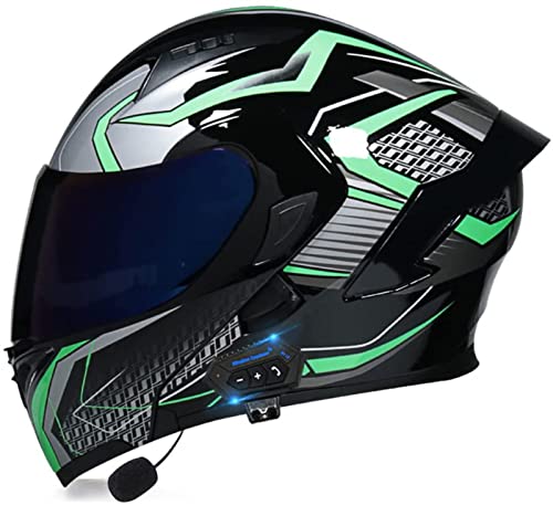 Casco De Moto Modular Bluetooth Integrado, Casco De Moto De Cara Completa Con Visera Antivaho Doble Frontal Abatible, Casco De Carreras Certificado Por DOT/ECE Para Hombres E1,M=57-58CM