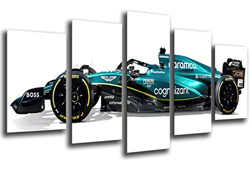 Cuadro Moderno Fotografico Coche Fórmula 1, Aston Martin AMR23 2023, Alonso, Stroll, 165 x 62 cm, ref. 27433