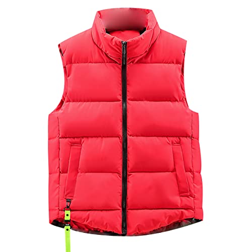 OADOBKICE Chaleco Plumón Ultraligero Para Hombre Chaleco Cálido Acolchado Suelto Hombre Chaleco Burbujas Chaquetas Acolchadas Para Hombre Abrigo Sin Mangas Puffa Chaleco Suave Hombre 2188Rojo L