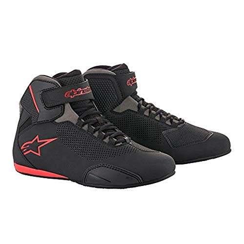 Alpinestars 2515618131115 Sektor Vented Street Zapatos de motocicleta, negro/gris/rojo, 11.5