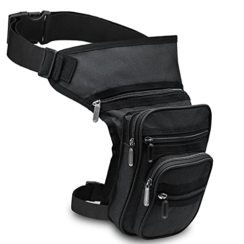 Riñonera Pierna Moto Bandolera Hombre Riñonera para Motocicleta Bolso de Pierna Impermeable Riñonera piernera Riñonera Multiusos Riñonera Electricista (+5 Bolsillos) y Doble sujecion Unisex