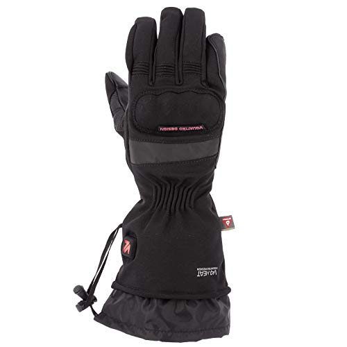 VQuattro Clara 18 - Guantes de moto calefactables para mujer, con tecnología térmica y membrana impermeable, accesorio para moto de Nyspan y piel, color negro con inserciones reflectantes talla XS