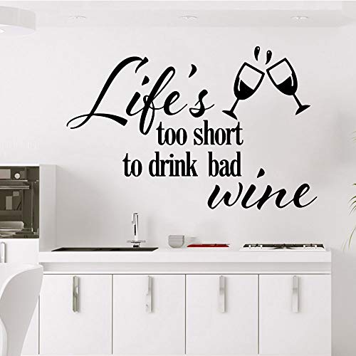 Bebida creativa la vida del vino es demasiado corta Decoraciones para el hogar Calcomanías de pared Dormitorio Guardería Decoración A5 43x65cm