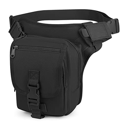 Huntvp Bolsa de Pierna Táctical Bolsa de Lona Militar Riñonera Bicicleta Motocicleta MOLLE para Hombres Mujeres Caza Correr Ciclismo Senderismo, Tipo 6 -Negro