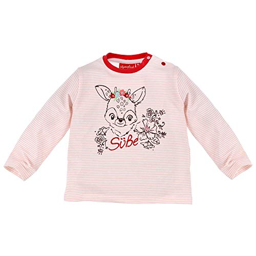 BONDI Camiseta de manga larga para niña con diseño de Rh Kitz dulce 86429, color rosa – Bebé niños pequeños parte superior suéter a pantalones vaqueros de piel pantalones de tela Rosa y blanco. 74 cm