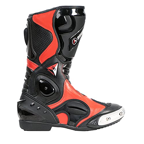 Botas de moto para hombre, deportivas, de piel, estables,protectores reforzados integrados, con protección en los tobillos, ergonómicas, botas moteras, biker, motorista - 44