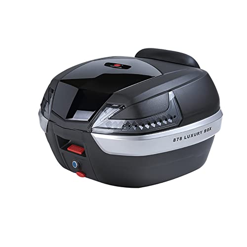 NUACOS Baul para Moto Maleta Moto Caballete 42L Motocross Baúl para 1 Casco Integral y 1 Medio Baúl Moto Universal con Dos Llaves y Accesorios