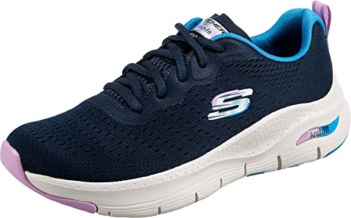 Skechers Arch Fit Infinity Cool, Zapatillas Mujer, Navy Mesh/Multi Trim, 38 EU