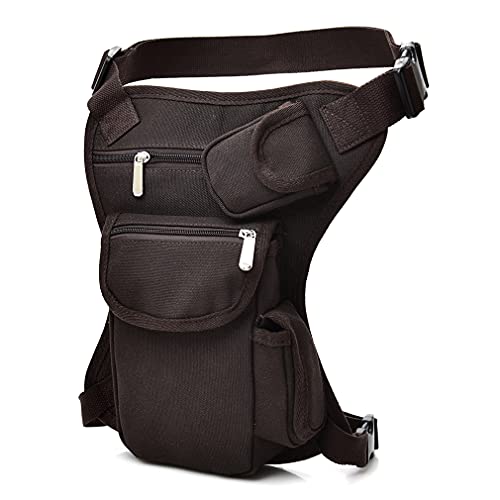 Paquete de Cintura de Lona Bolsa de Pierna caída para Hombres Mujeres Viajes al Aire Libre Táctica Motocicleta Bicicleta Ciclismo Senderismo Camping Bolsas de Muslo Bolsa, Café