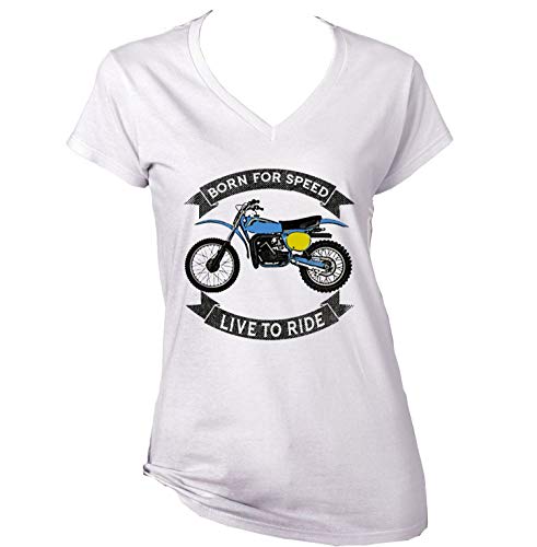 Teesandengines Bultaco pursang mkii 370 Born for Speed Live to Ride Camiseta para Mujer de Algodon Size Medium