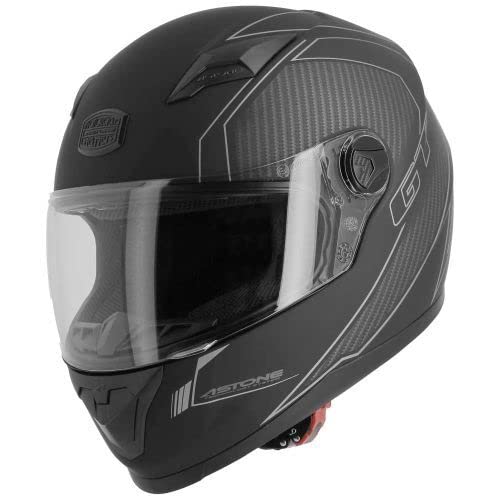 Astone Helmets - Casque intégral GT2 Graphic Karbon - Casque idéal milieu urbain - Casque intégral en polycarbonate - Black/grey XS