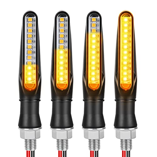 URAQT Intermitentes Moto LED 4Pcs Indicadores de Motocicleta Luces de Señal de Vuelta Mini Indicadores de Giro Impermeable 12V 12 LEDS Universal Ámbar Intermitentes LED para Motocicleta