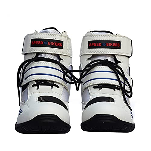 Botas de Carretera Profesionales para Moto, Zapatos de Motocicleta para Hombres y Mujeres, Zapatos de Protección para Montar Casuales,White-38