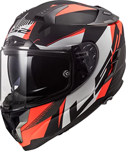 LS2 NC FF327 Challenger Squadron Rojo Mate S, Hombre, Noir/Blanc/Fluo