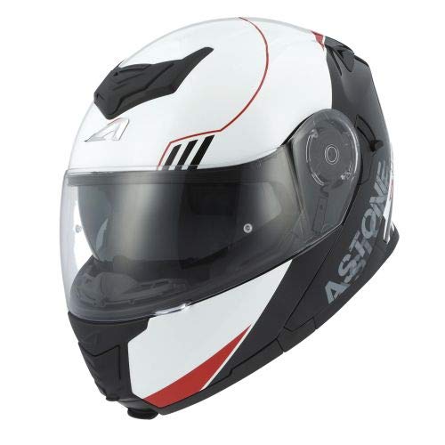 Astone Helmets - RT1200 Graphic UPLINE - Casque de moto modulable - Casque de moto polyvalent - Casque de moto homologué - Coque en polycarbonate red/grey S