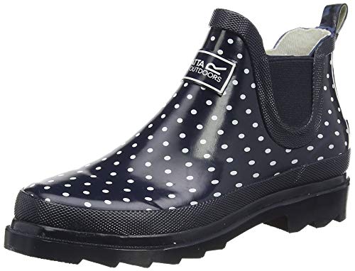 Regatta Harper' Rubber Cotton Lined Eva Footbed Ankle Height Welligton Boots, Botas de Lluvia Mujer, Polka Azul Marino, 40 EU