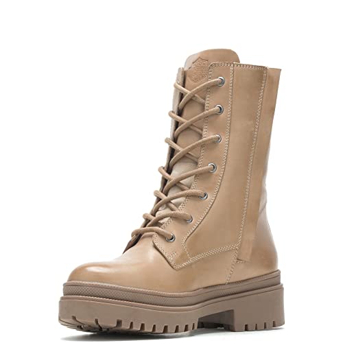 Harley-Davidson Tressler D87209 - Botas de motocicleta impermeables con bolsillo a presión para mujer, Beige Bronceado, 43 EU