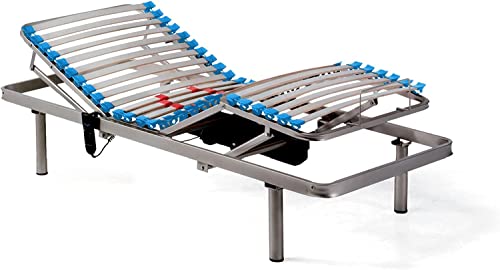 TRÉBOL ADVANCE Somier Eléctrico Cama articulada de 105 cm con Patas. 5 Planos articulación, Tubo Reforzado Acero 50x20MM con Mando (105 x 180)